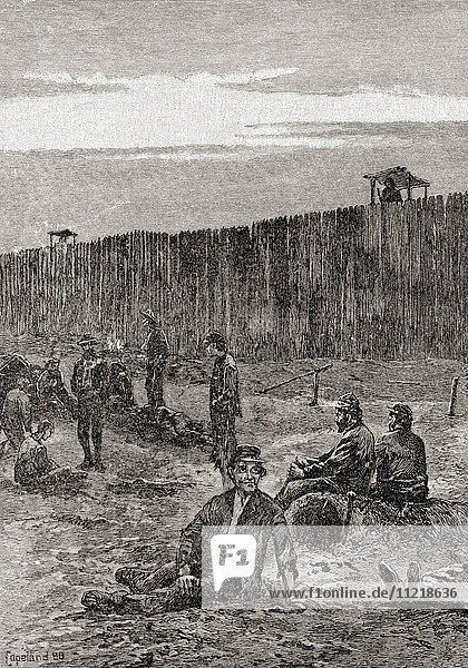 Prisoners in the Andersonville Prison  confederate prisoner-of-war camp during the American Civil War. From The History of our Country  published1900.