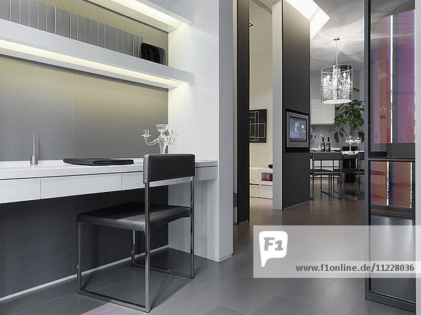 Built in desk in modern interior