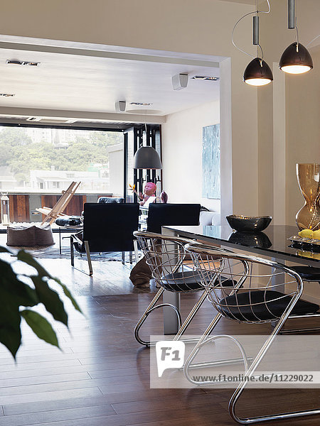 Dining table in modern home