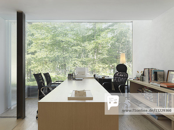 Large desk in modern office