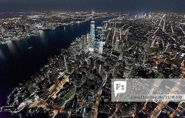 Luftaufnahme vom Hubschrauber des Freedom Tower  Manhattan  New York  USA