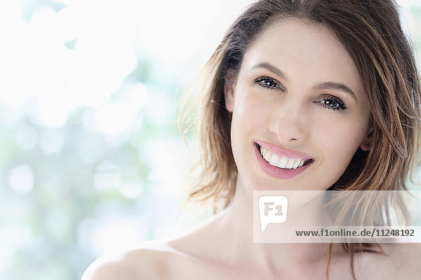 Portrait of beautiful woman with brown hair