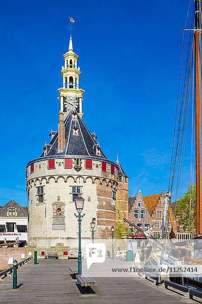 Netherlands  North Holland  Hoorn. The Hoofdtoren tower on the Binnenhaven harbor  built in 1532.