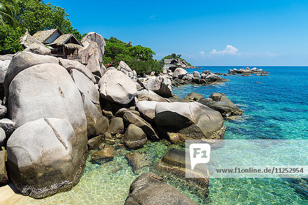 A bungalow has the perfect view on the shore in Koh Tao  Thailand  Southeast Asia  Asia