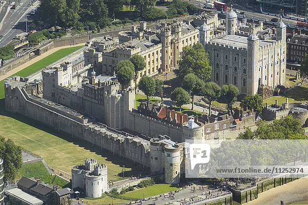 Aerial view of the Tower of London  UNESCO World Heritage Site  London  England  United Kingdom  Europe