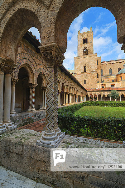 Cloister Cathedral of Monreale Monreale Palermo Sicily Italy Europe