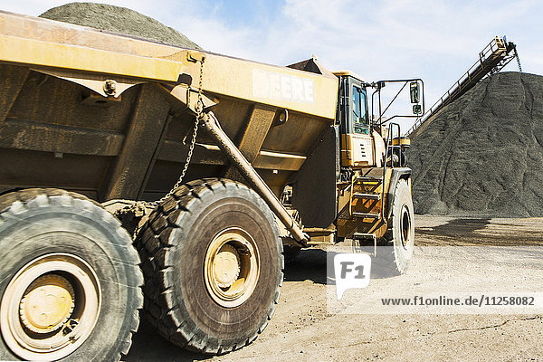 Dump truck in gravel quarry