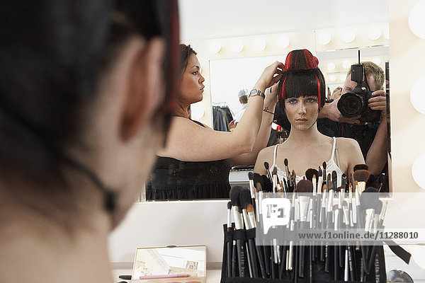 Model Getting Ready Backstage