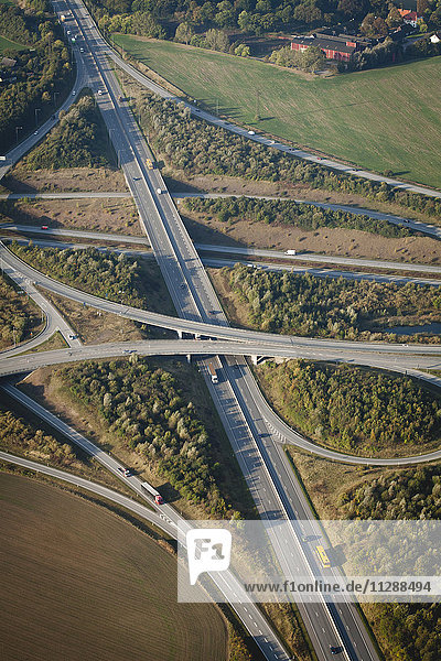 Aerial view of road intersection