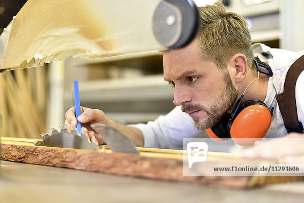 Carpenter at work in his workshop
