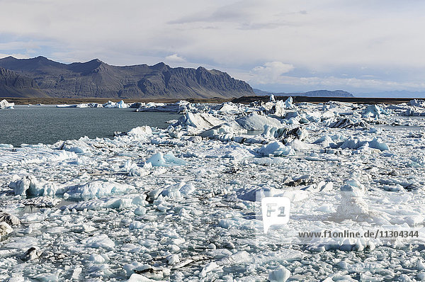 Glacial lake Jökulsarlon with icebergs in south Iceland.