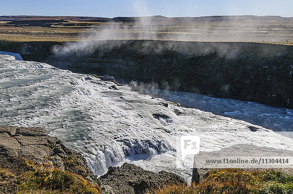 Wasserfall Gullfoss und Fluss Hvita im Südwesten Islands.