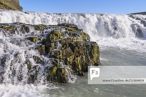 Waterfall Gullfoss and river Hvita in southwest Iceland.