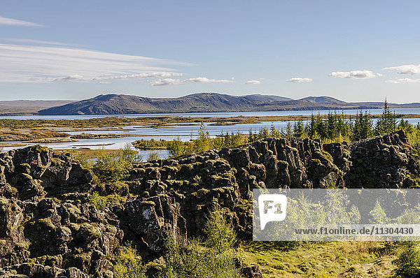 National park Pingvellir and Pingvallavatn the largest lake of Iceland.