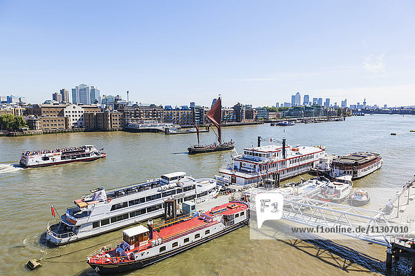 England  London  River Thames with Docklands Skyline