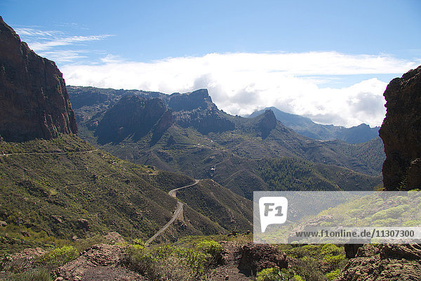 Gran Canaria  Canary islands  Spain  Europe  cliff  rocks  mountains  vegetation  volcanical