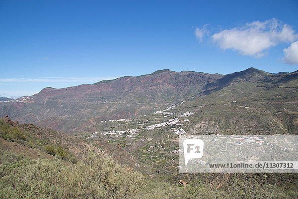 Gran Canaria  Canary islands  Spain  Tejeda  Europe  cliff  rocks  mountains  vegetation  volcanical  village