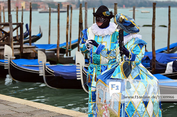 VENICE  ITALY - Carnival masked costume during the 2015 Venice Carnival: