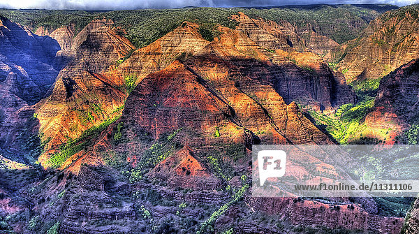 Hawaii Waimea canyon Kauai gulch erosion Colorful mountains scenery landscape valley mountains USA erosion