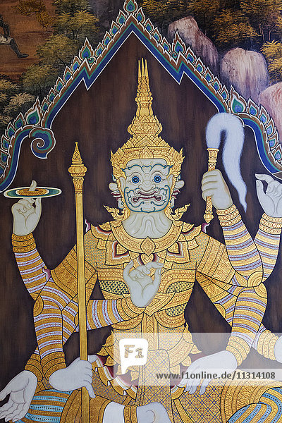 Thailand  Bangkok  Grand Palace  Wat Phra Kaeo  The Galleries  Wall Paintings Depicting Scenes from the Ramakien
