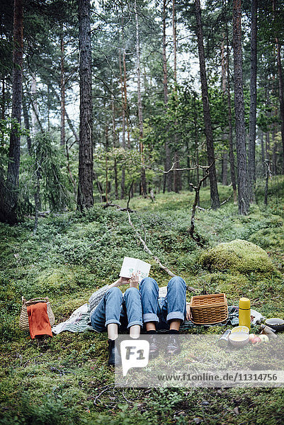Frauen beim Picknick im Wald