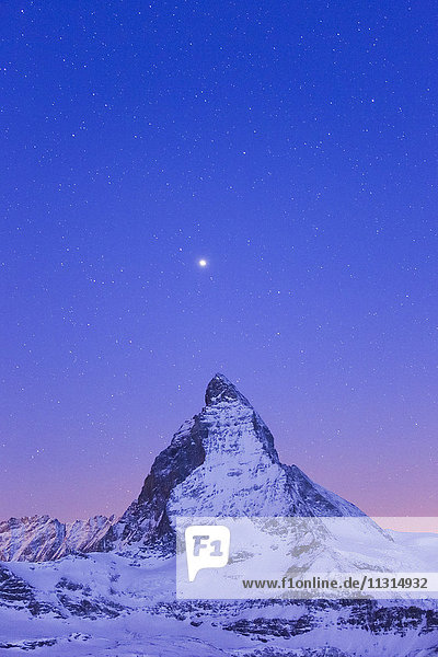 Matterhorn and star sky  Zermatt  Valais  Switzerland