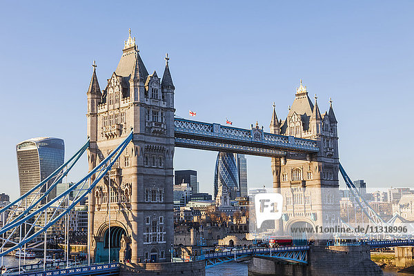 England  London  Tower Bridge and City Skyline