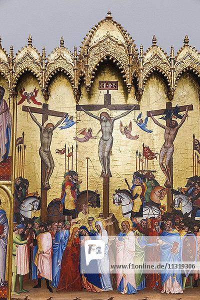 England  London  Trafalgar Square  National Gallery  Altarbild der Kreuzigung  Jacopo di Cione zugeschrieben  datiert 1368