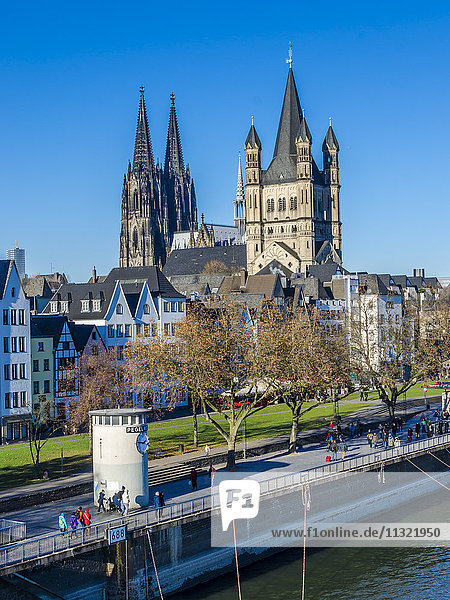 Germany  Cologne  view to Gross Sankt Martin and Cologne Cathedral
