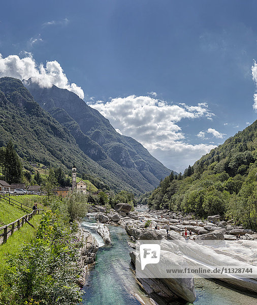 Lavertezzo with Verzasca river in the Ticino
