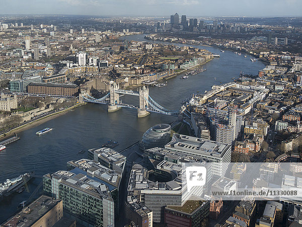 Tower Bridge aerial in London