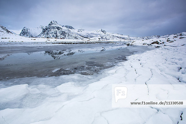 landscape in winter in Lofoten  Norway