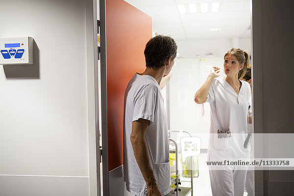 Reportage in the pediatric emergency unit in a hospital in Haute-Savoie  France. A doctor and an auxiliary nurse.