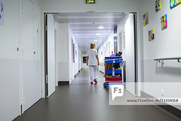Reportage in the pediatric unit in a hospital in Haute-Savoie  France. A nurse.