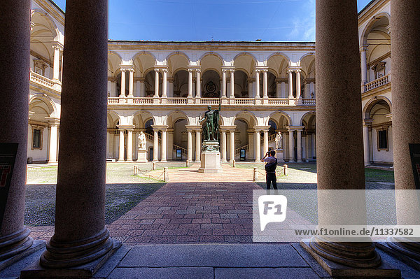 Italy  Lombardy  Milan  Brera Art Accademy  Courtyard with statue of Napoleon by Antonio Canova