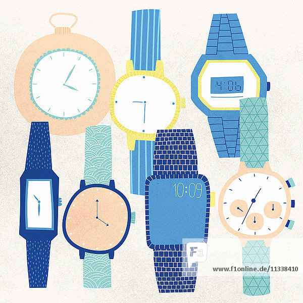 Sammlung verschiedener Armbanduhren
