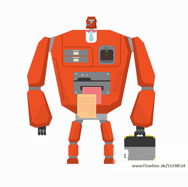 Roboter-Geschäftsmann arbeitet als Büromaschine