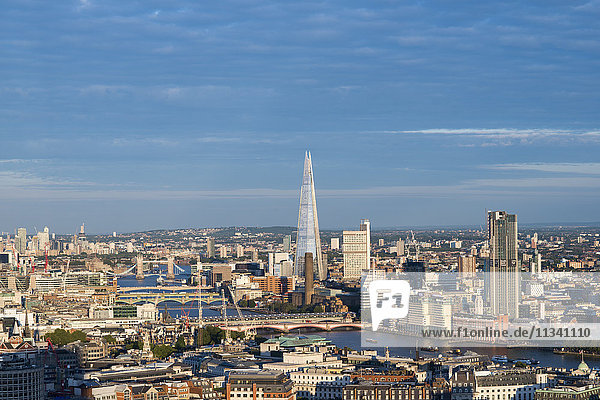 A view of London and the River Thames from the top of Centre Point tower including The Shard Tate Modern and Tower Bridge London England United Kingdom Europe