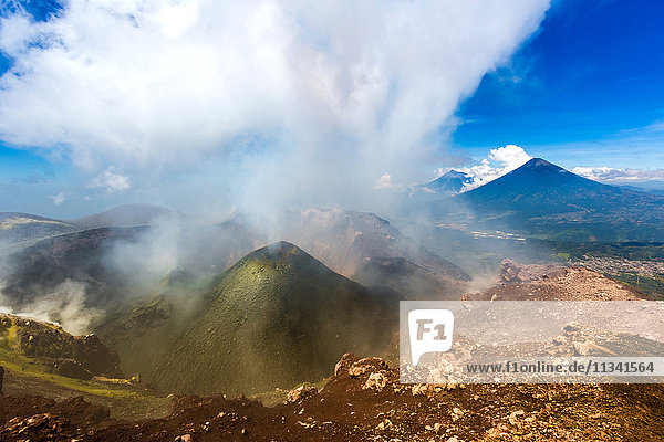 On the summit of the active Pacaya Volcano  Guatemala  Central America