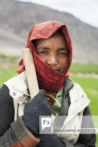 A Ladakhi farmer from the Nubra Valley  Ladakh  India  Asia