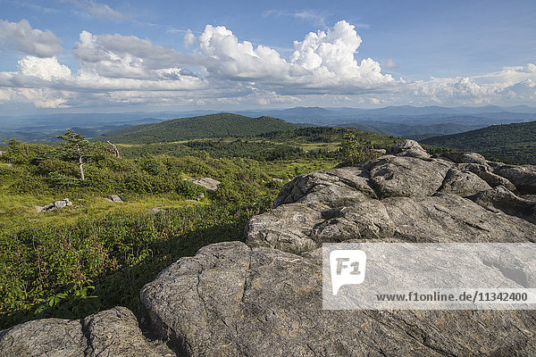 Blick von einem der vielen felsigen Gipfel des Grayson Highlands State Park  Virginia  Vereinigte Staaten von Amerika  Nordamerika