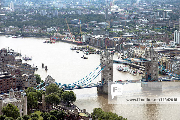 View over Tower Bridge from the Sky Garden  London  EC3  England  United Kingdom  Europe