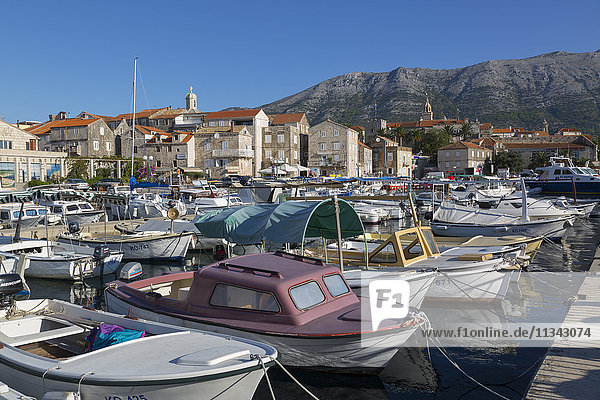 Der Hafen  Stadt Korcula  Korcula  Dalmatien  Kroatien  Europa