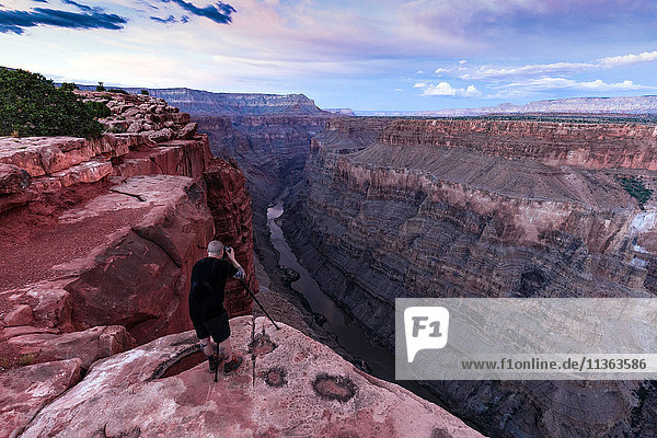 Photographer photographing view from Torroweap overlook  Littlefield  Arizona  USA
