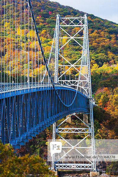 USA  New York  Bear Mountain mit Brücke über den Fluss