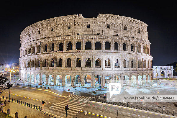 Colosseum lit up at night  Rome  Italy