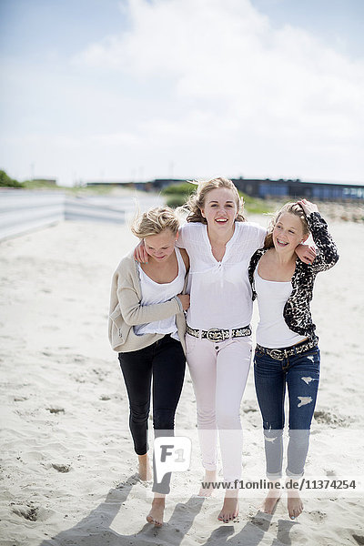 Teenage girls on beach
