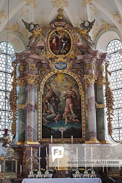Hauptaltar  Wallfahrtskirche Wilparting  St. Marinus und Anian  Irschenberg  Oberbayern  Deutschland  Europa