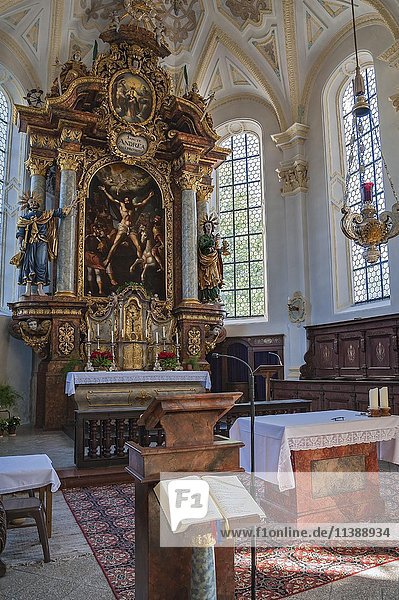 Hauptaltar  Kirche St. Andreas  Fischbachau  Oberbayern  Bayern  Deutschland  Europa
