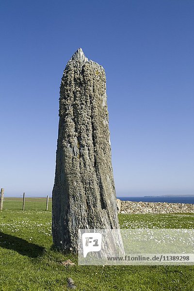 Uyea Breck Stehender Stein  Clivocast-Stein  Unst  Shetlandinseln  Schottland  UK